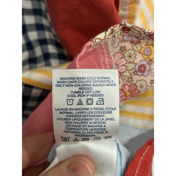 Lands End Womens Patchwork Button-Up Cotton Shirt Multicolor Size Large 14 - Picture 8 of 9